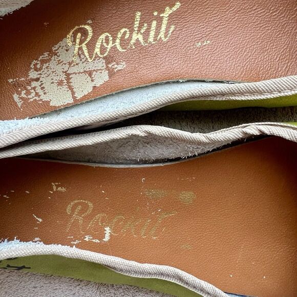 Rockit “White Rabbit” Green Printed Leather Ballet Flat Shoes Women EU 38 US 7.5 - Picture 13 of 16
